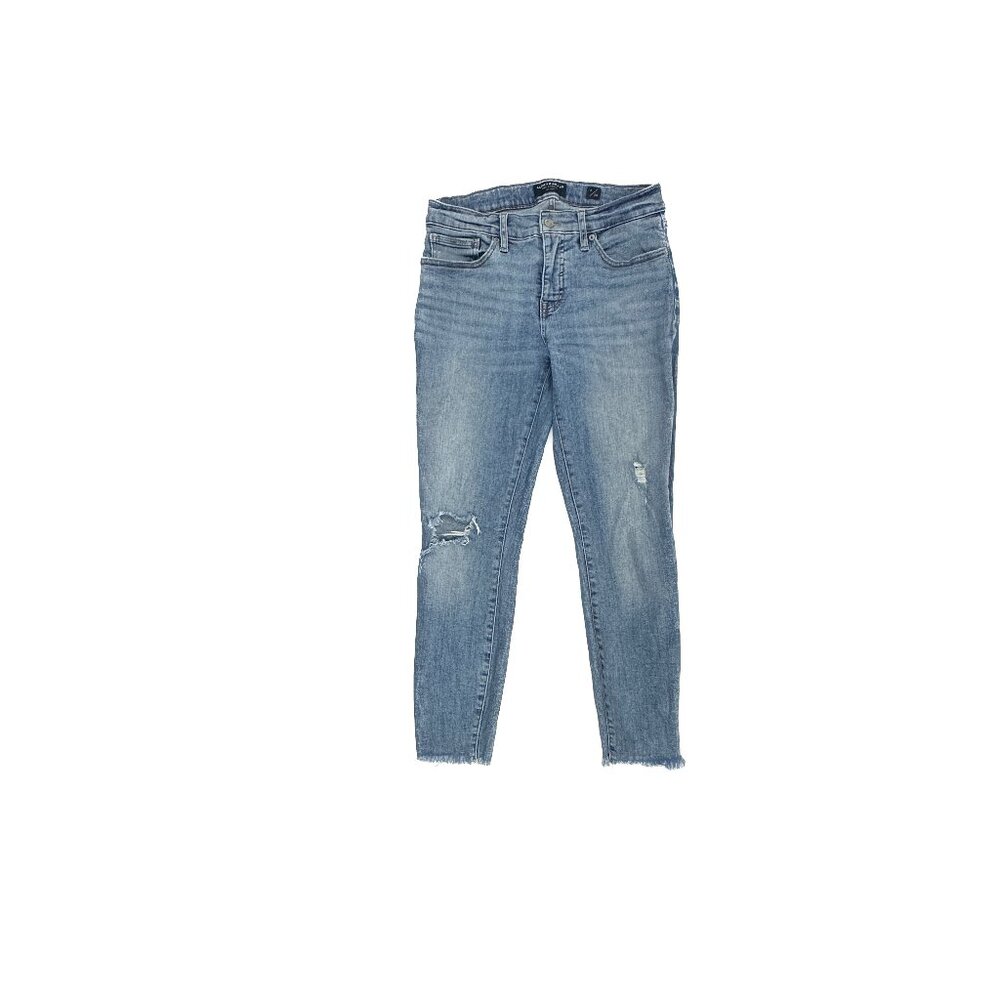 Lucky Brand Mid Rise Crop Ava Distressed Raw Hem Women's size 6 Blue Denim Jeans